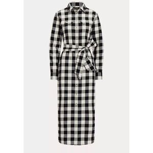 Ralph Lauren Black Label Plaid Belted Buffalo Check Belted Twill Shirtdr…